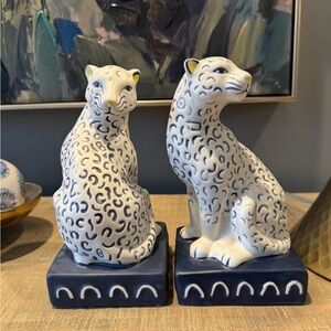 Opalhouse Blue and White Leopard figurines / bookends